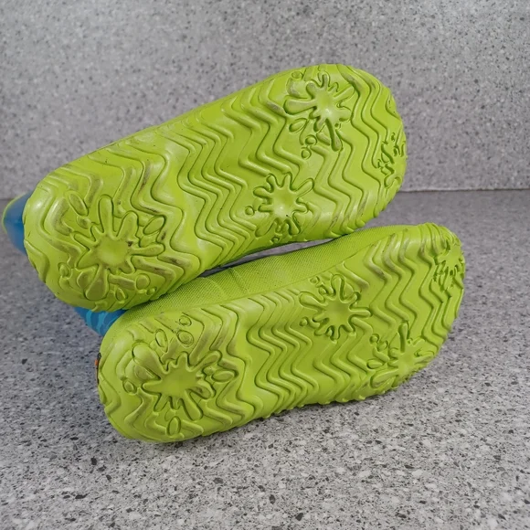 BOGS Blue Green Zebra Tall Rainboot Kids Waterproof Shoes Size 12 - Picture 6 of 7